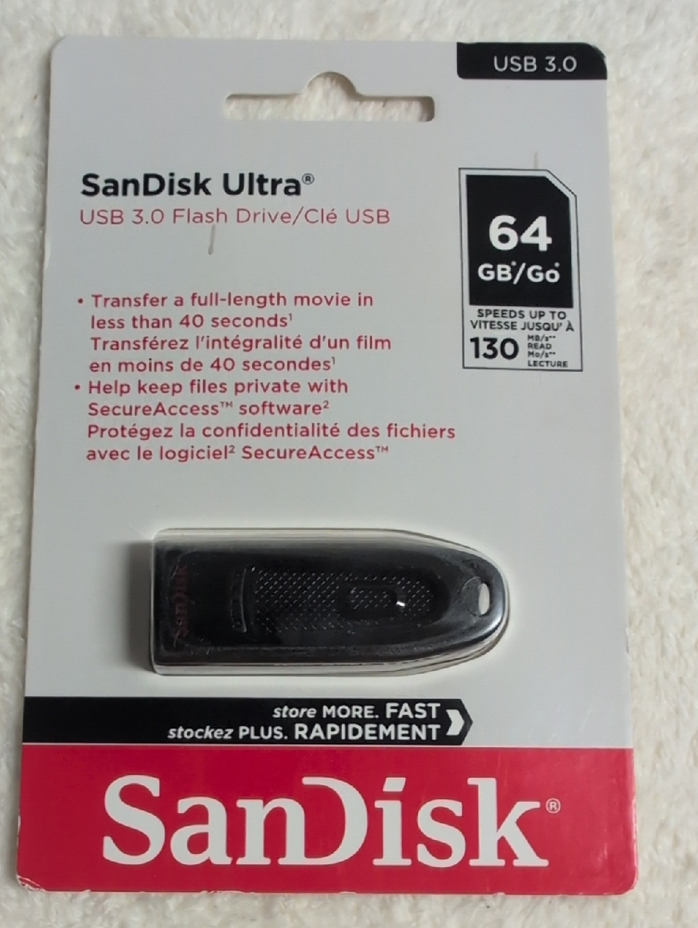 SanDisk Ultra 64GB USB 3.0 Flash Drive - Black
